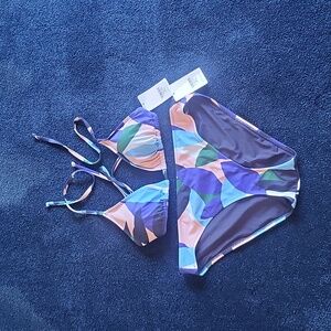 Lively Multicolor Geometric Bikini